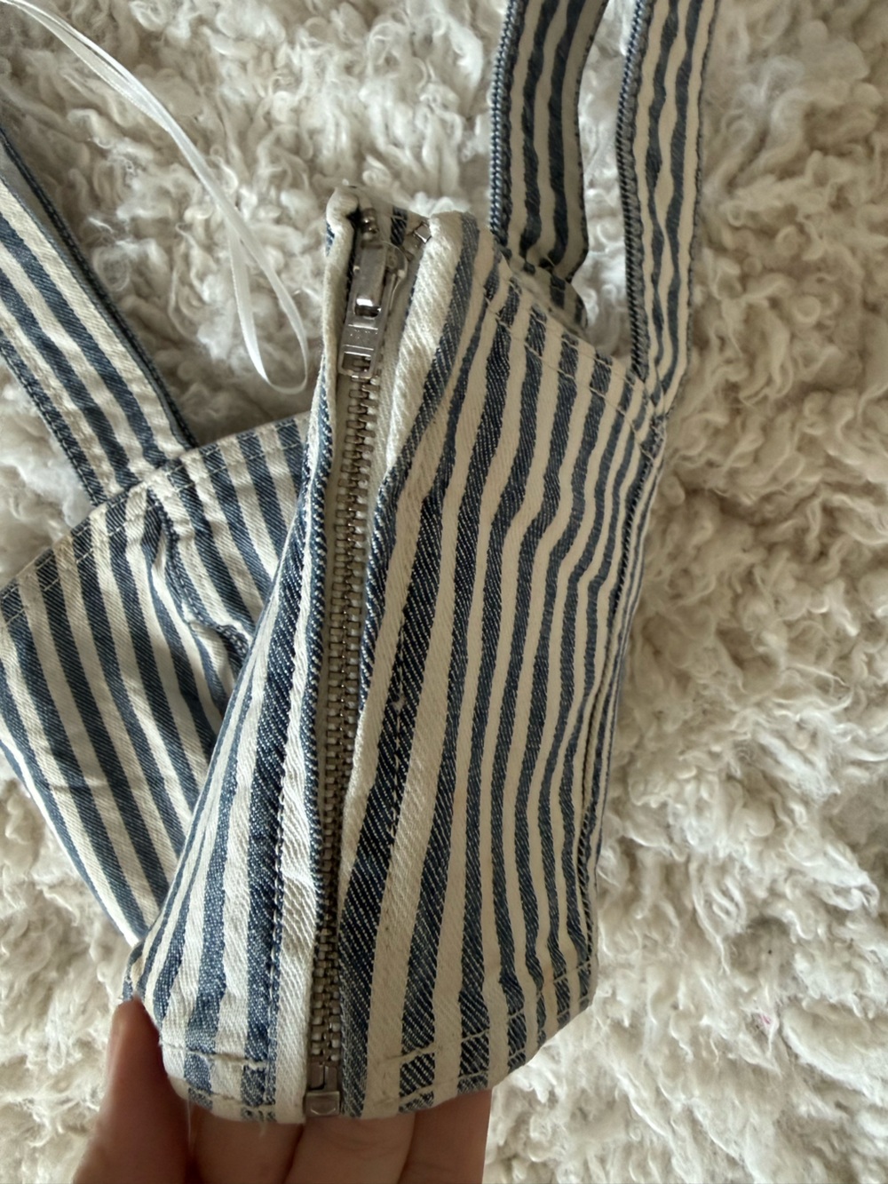 Zara Blue & White Denim Striped Bustier Crop Top / European Summer / Coastal - Picture 6 of 10